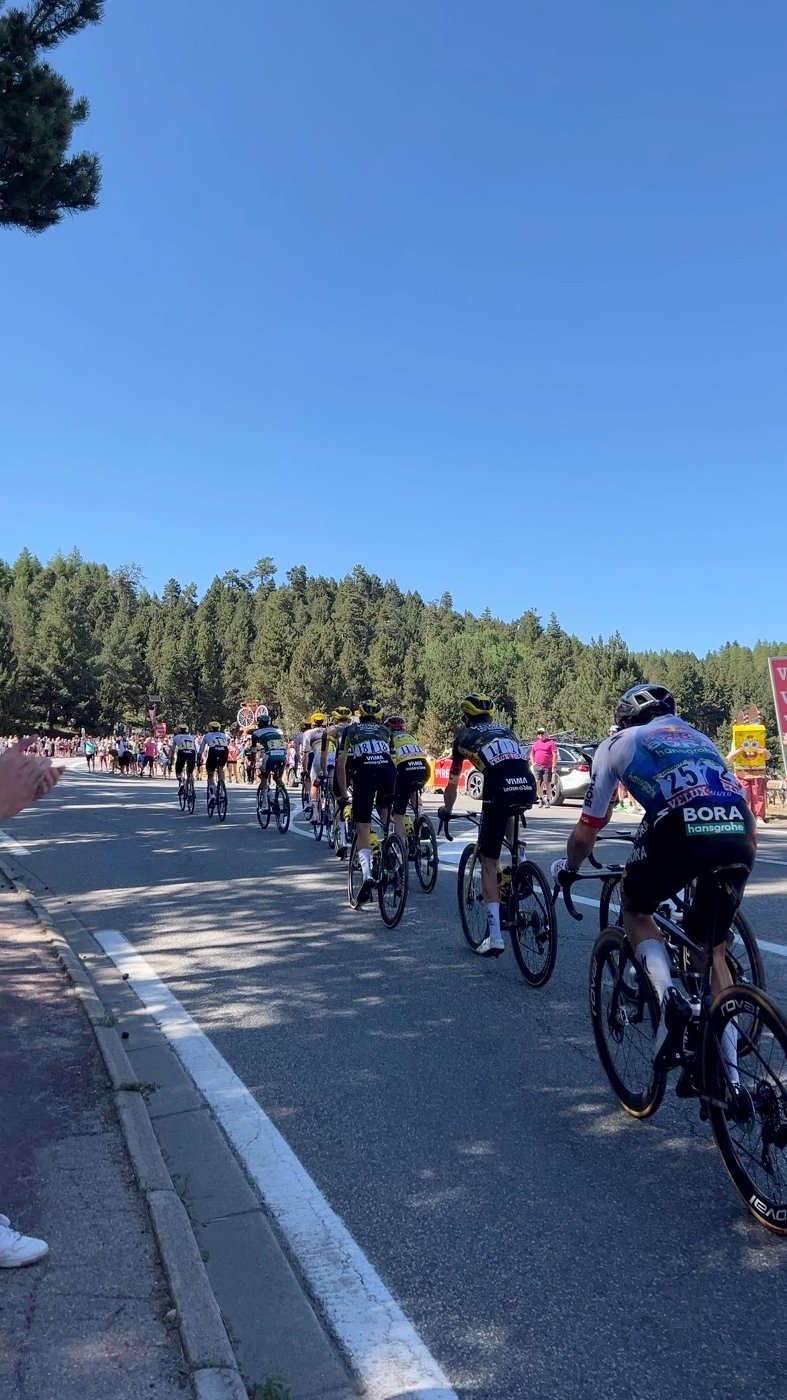 Tour de Francen pyöräilijät ohittavat tienvarressa